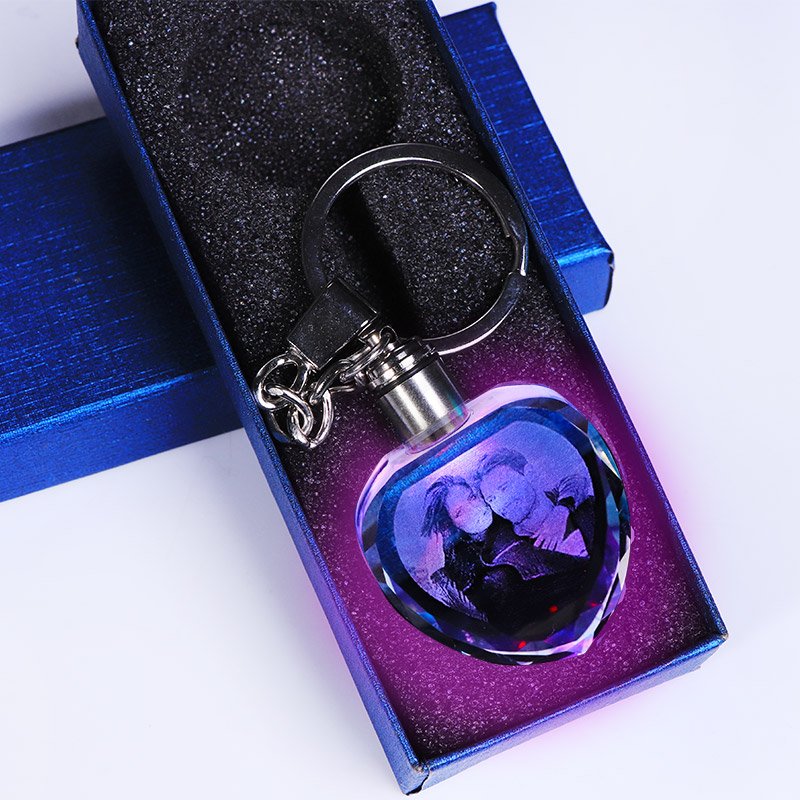 Crystal Photo Keychain with Color LED