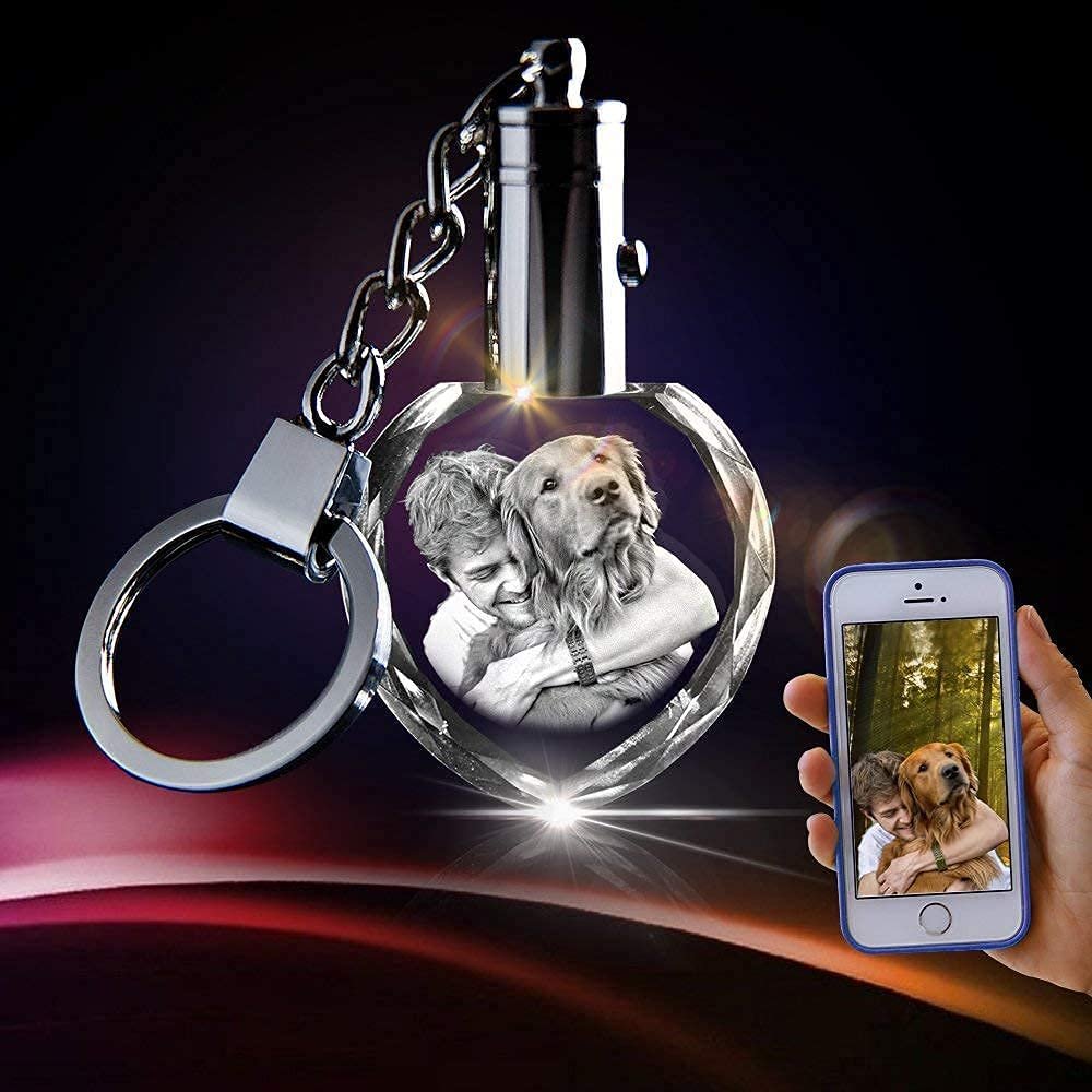 Crystal Photo Keychain with Color LED