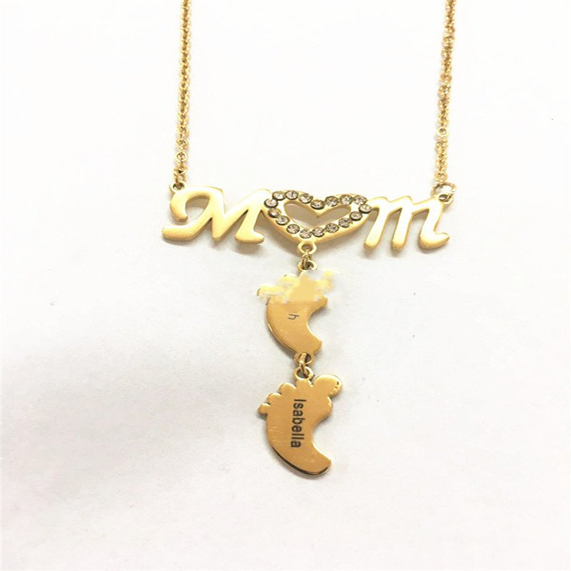 MOM Necklace with Baby Feet
