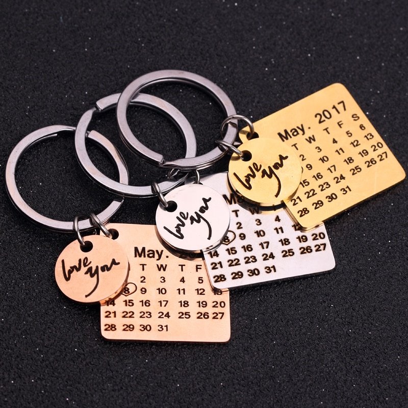 Engraved Calendar Date Keychain