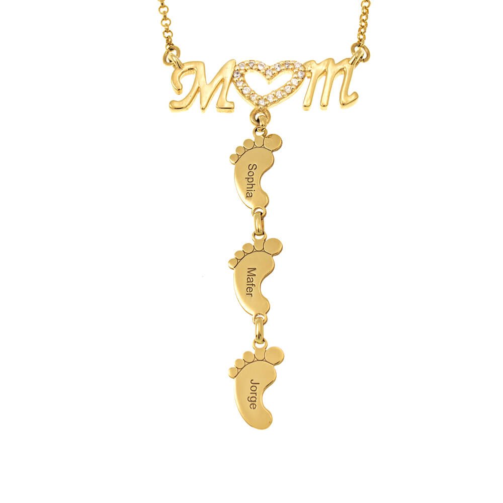 MOM Necklace with Baby Feet