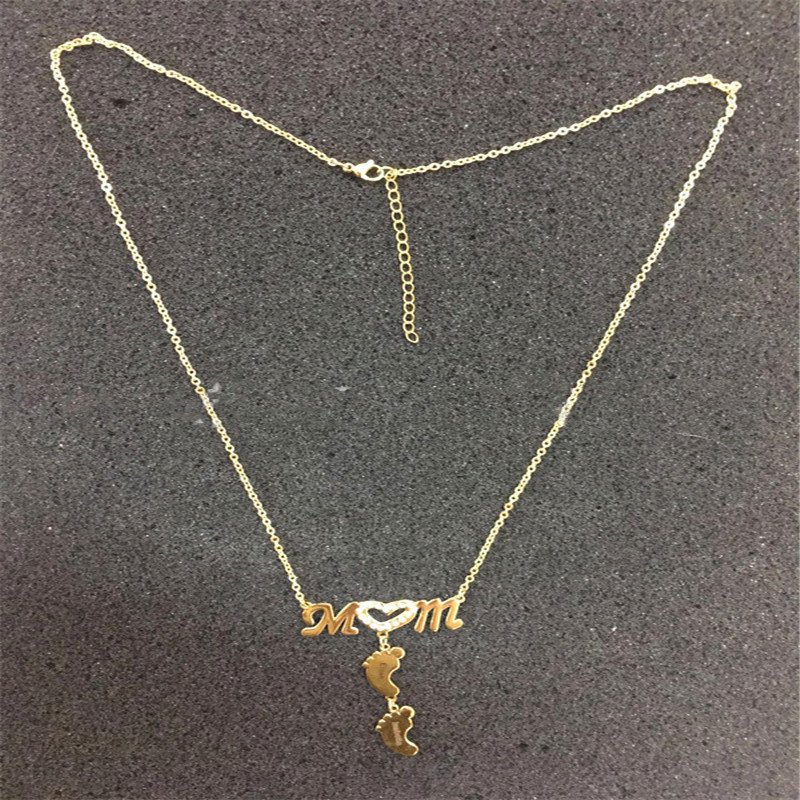 MOM Necklace with Baby Feet
