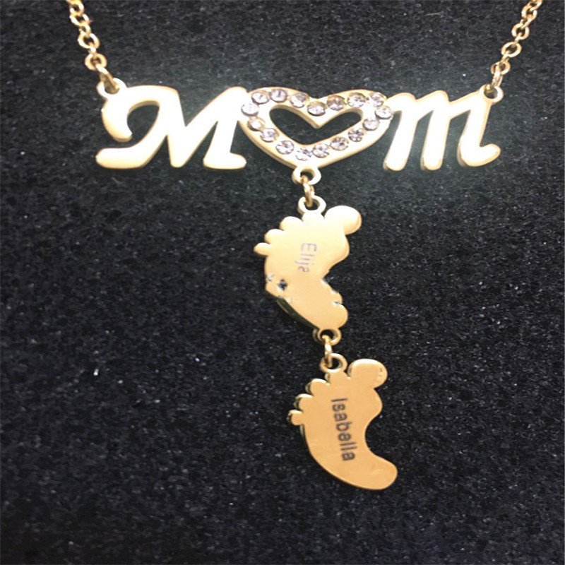 MOM Necklace with Baby Feet
