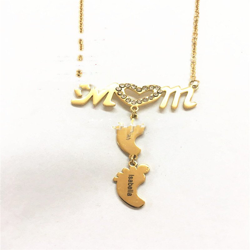 MOM Necklace with Baby Feet