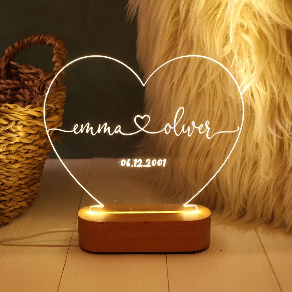 Custom Names & Date Anniversary Night Light