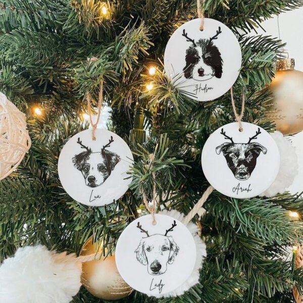 Pet Portrait Ceramic Christmas Ornament