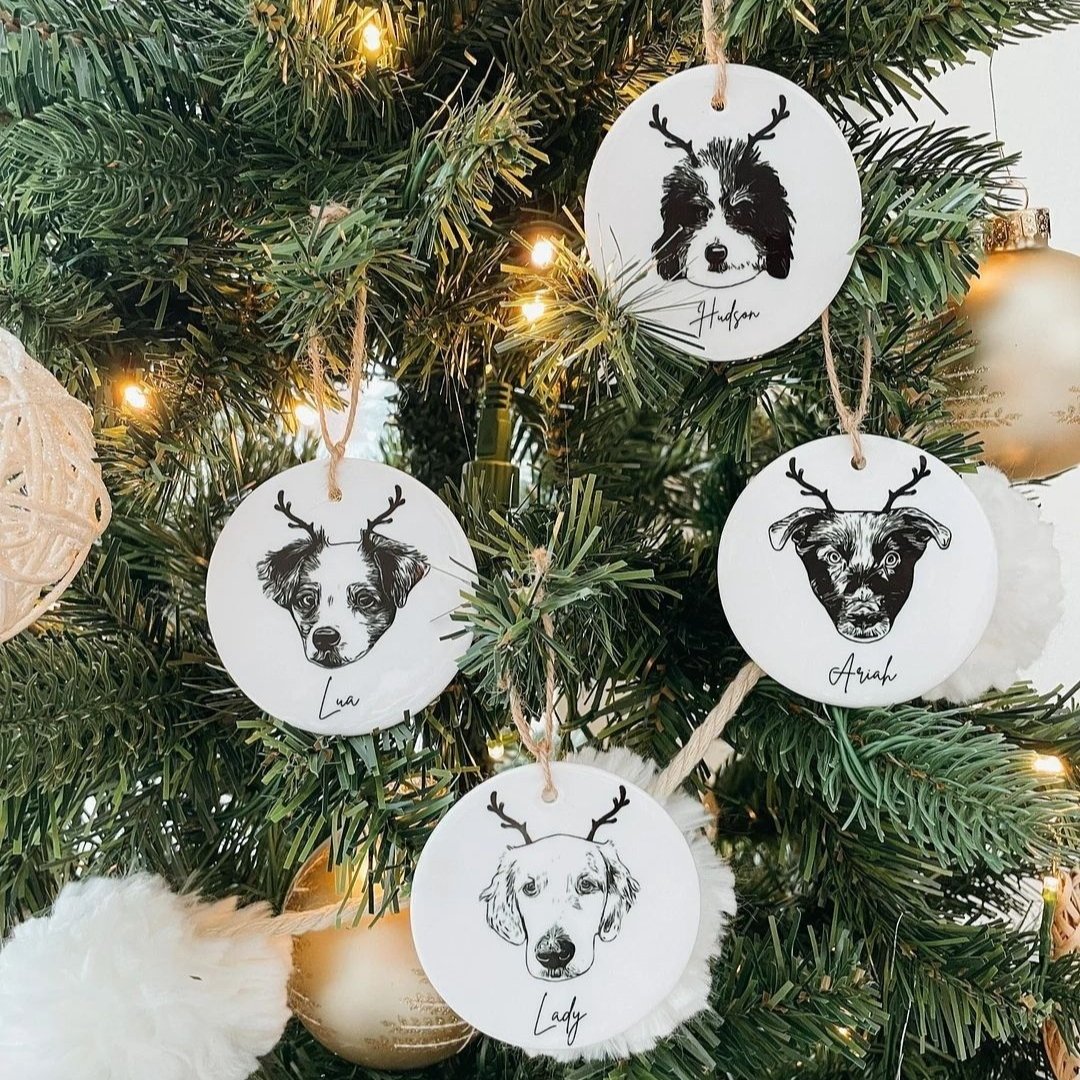 Pet Portrait Ceramic Christmas Ornament