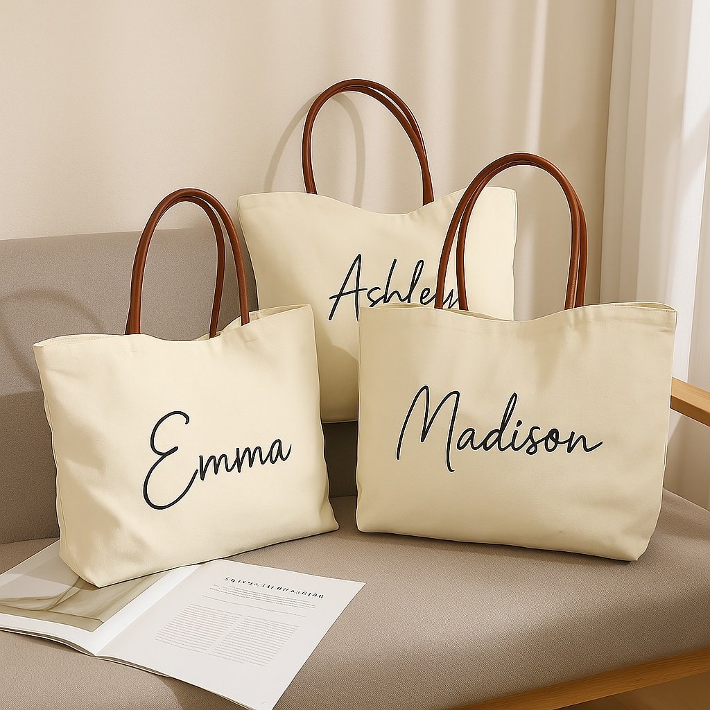 Personalized Name Canvas Tote Bag