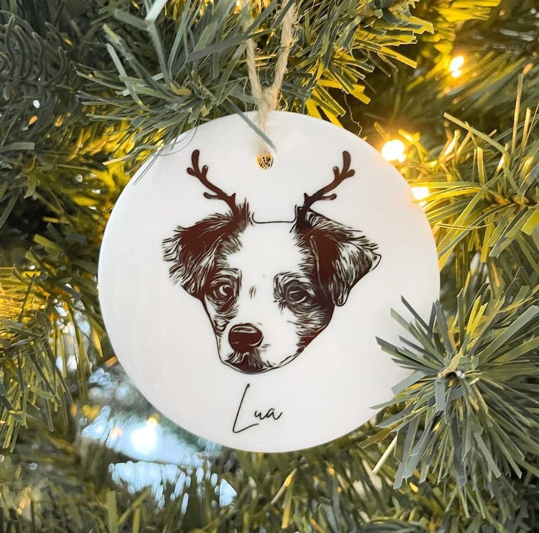 Pet Portrait Ceramic Christmas Ornament