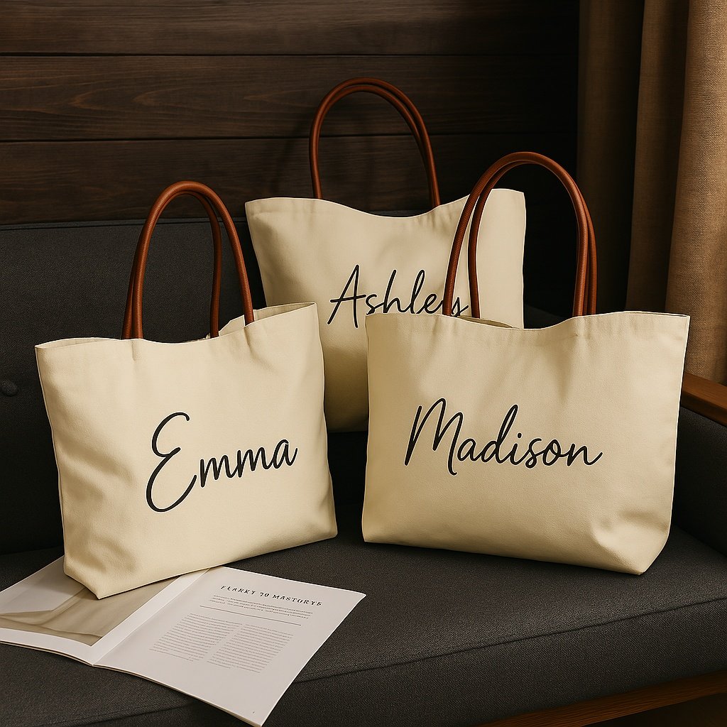 Personalized Name Canvas Tote Bag