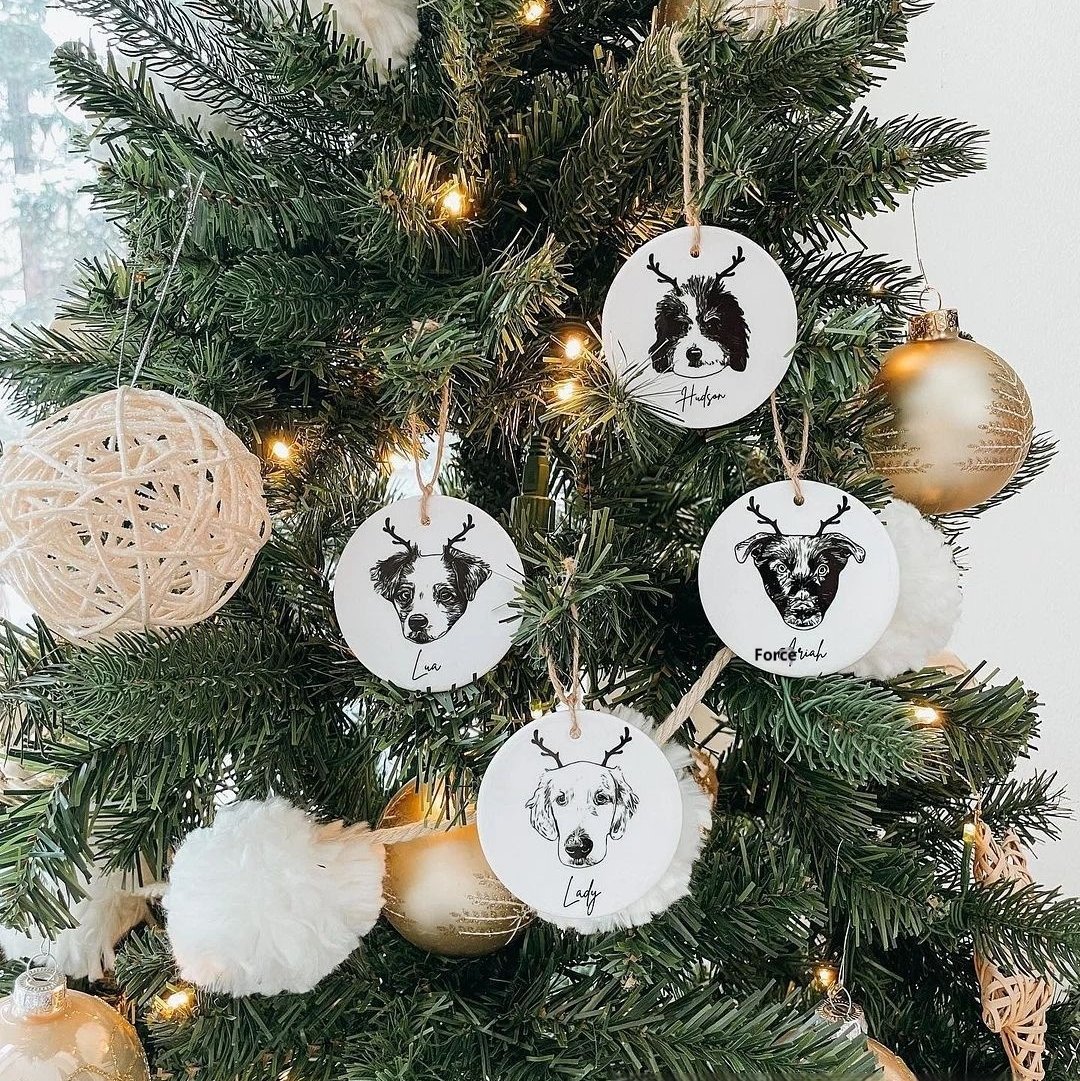 Pet Portrait Ceramic Christmas Ornament