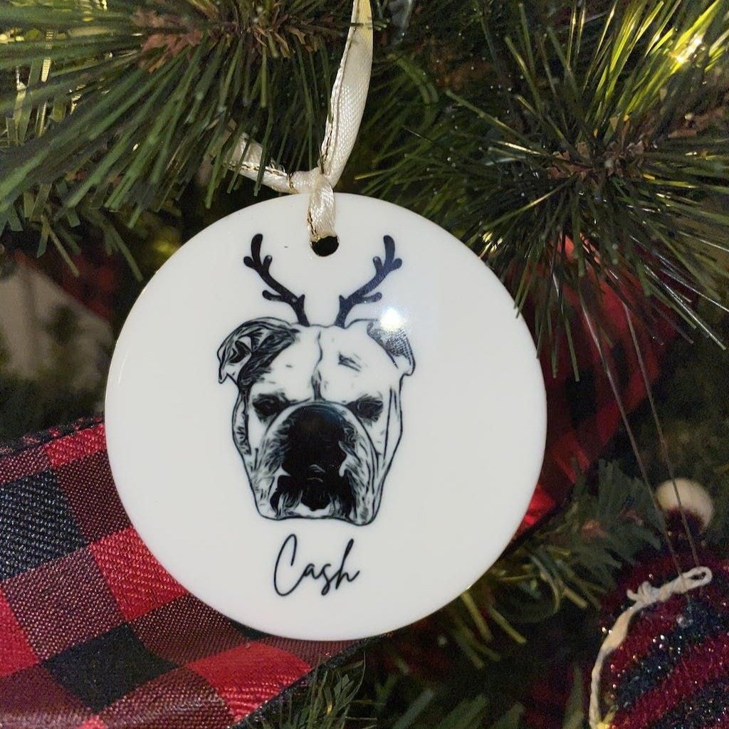 Pet Portrait Ceramic Christmas Ornament