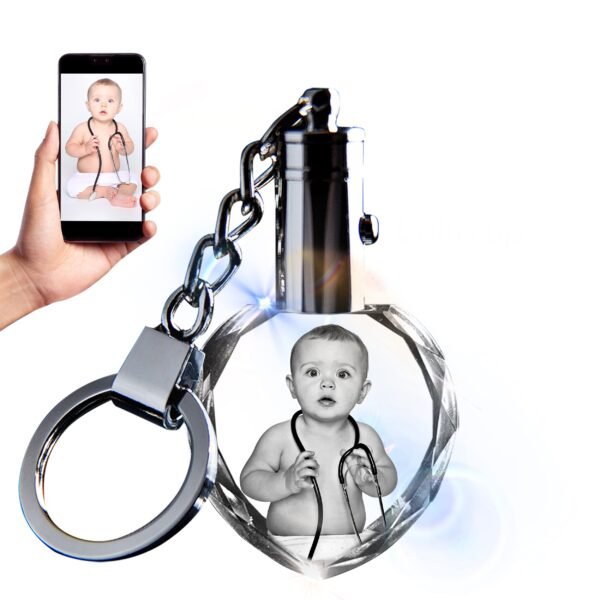 Crystal Photo Keychain with Color LED