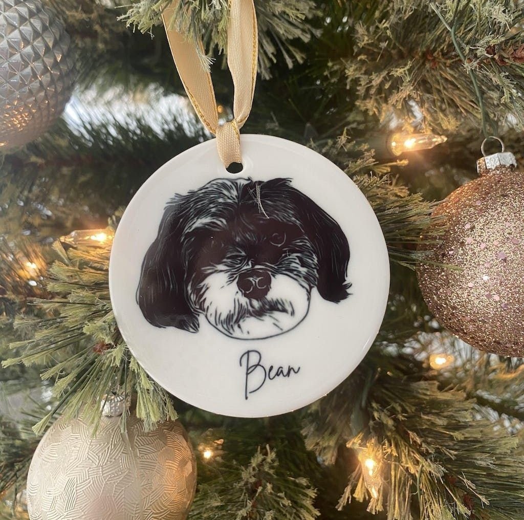 Pet Portrait Ceramic Christmas Ornament